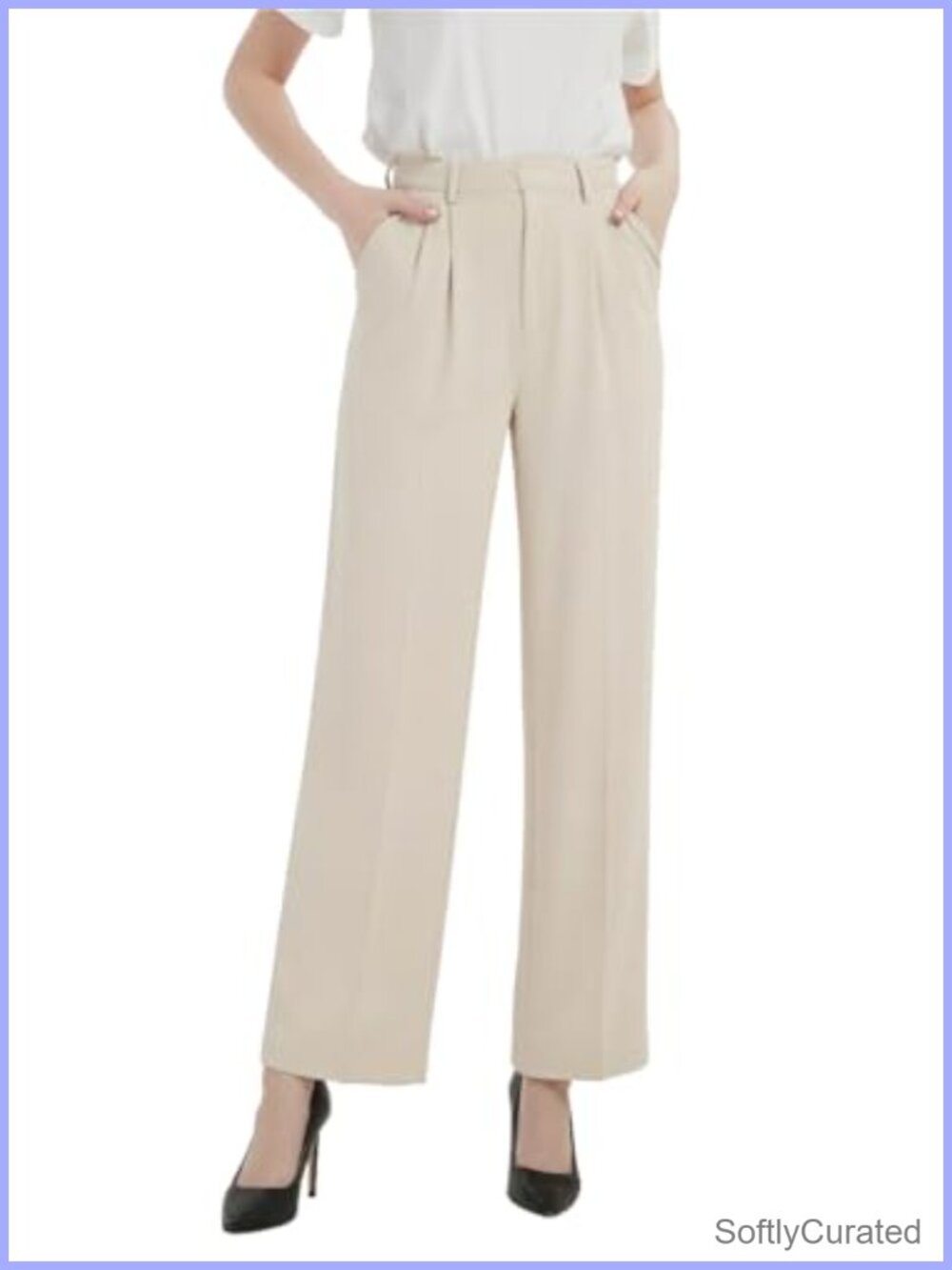High Waist Straight Leg Dress Pants Pleated Front Belt Loops Work Trousers
